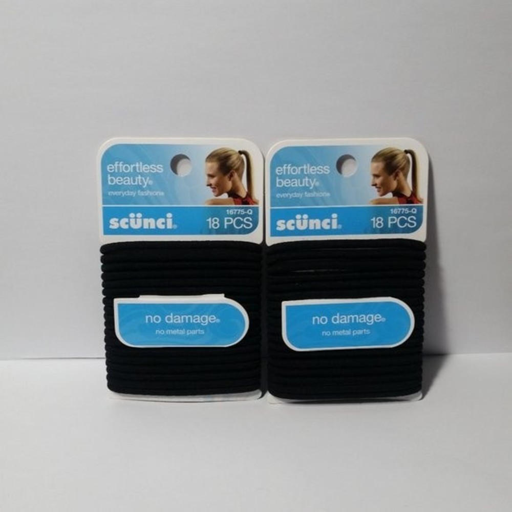 2 Scunci No Damage Black Hair Ties Elastics